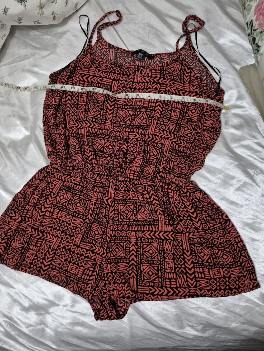U2b Black & Coral Patterned Spaghetti-Strap Romper